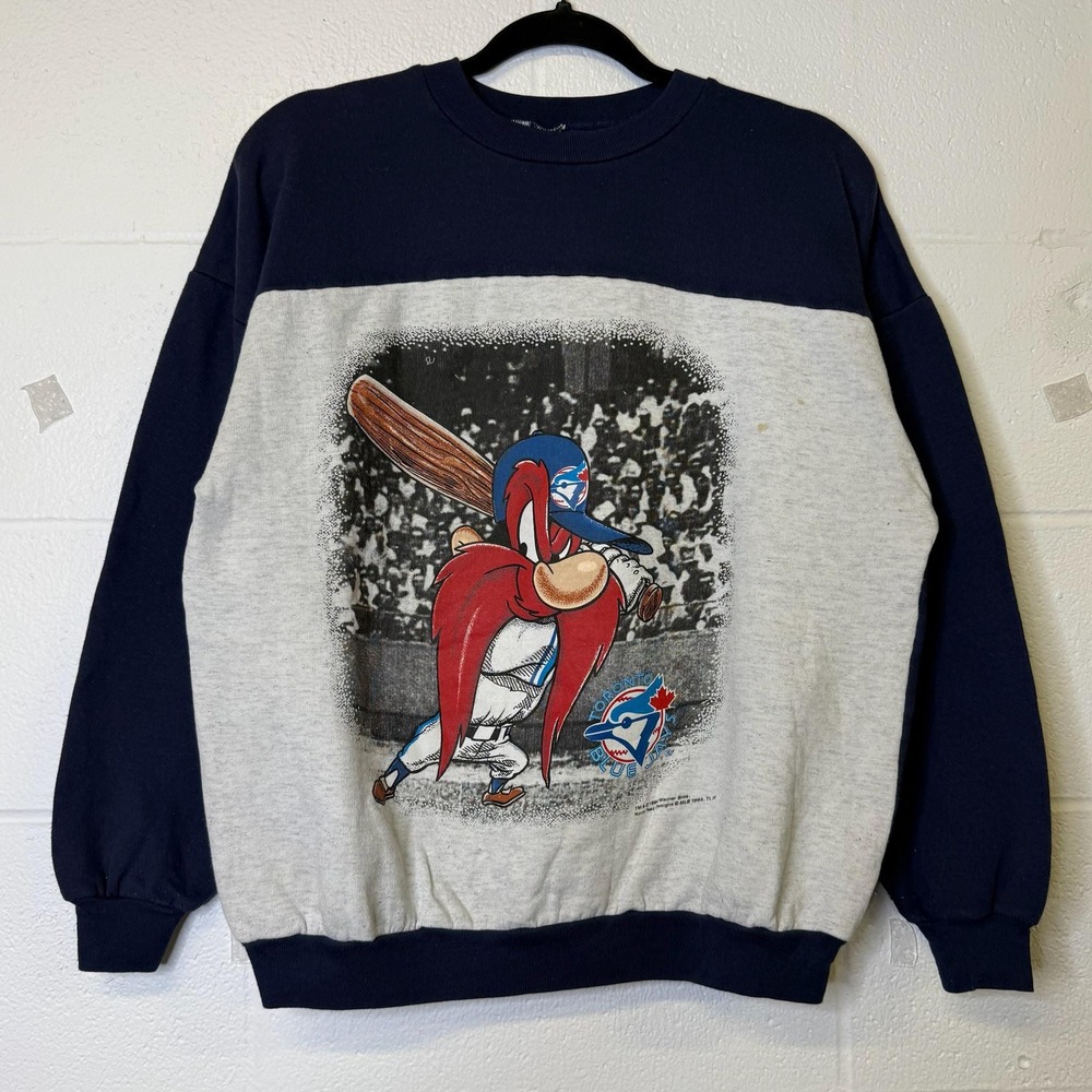 Vintage 90s 1994 Toronto Blue Jays Looney Tunes Elmer Fudd Crewneck Medium